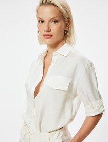 Resim Modal Kumaş Kısa Kollu Gömlek Kapaklı Cep Detaylı 