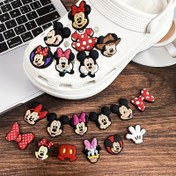 Resim 19 parça Mickey ve Minnie çizgi film karakteri ayakkabı aksesuarları seti, şık çıkarılabilir plastik ayakkabı aksesuarları, şık çiçek süslemeli ayakkabılar, aile ve arkadaşlar için tatil doğum günü hediyeleri için mükemmel seçim 