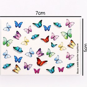 Resim Çok Renkli Kelebek Kız Çocuk Tırnak Sticker - Çok Renkli / Tek Ebat 