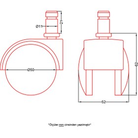 Resim OFİS Koltuk Tekerleği 50 Mm Pimli (5 ADET) 