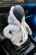 Resim Bundera Vites Süsü Gri Peluş Hoodie Kapüşonlu Araba Vites Topuz Süsü Oto Aksesuarı Vites Topuzu Sweatshirt 
