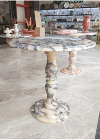 Resim Sümeyra Marble Art Begonvil - Doğal Menekşe Mermer Sehpa | Mermer Ayaklı Fiskos Sehpa | Mermer Yan Sehpa | 