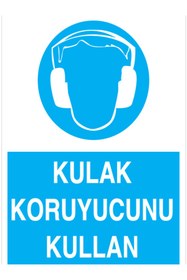 Resim Uytab Kulak Koruyucunu Kullan Uyarı Tabelası - 50x70 Alüminyum Kompozit Panel - KK13 