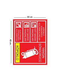 Resim Metal Yangın Söndürücü Köpüklü 30x40 Cm A3 Uyarı İş Güvenliği Levhası 