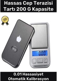 Resim Lcd Ekranlı Otomatik Kapanma Kalibrasyon Hassas Cep Terazisi Tartı 200 G Kapasite 0.01 Hassasiyet Çok Renkli 