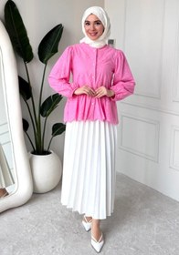 Resim Tesettür Diyarı Lola Fisto Kumaş Astarlı Tesettür Gömlek- Pembe 