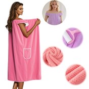 Resim 1 adet Yumuşak ve Emici Pembe Ananas Baskılı Bornoz - Modern Örgü Mikrofiber Tasarımı Cep Detaylı, Banyo, Plaj ve Kamp için Mükemmel, Plaj Havlusu | Modern Bornoz | Polyester Bornoz 