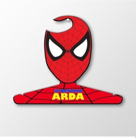 Resim Kişiye Özel Örümcek Adam Tasarımlı Ahşap Çocuk Elbise Askısı - 1 Çok Renkli 