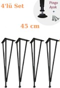 Resim Evnalia 45 Cm Metal Boru Ayak Kütük Masa Dresuar Kaşıklık Kitaplık Orta Sehpa Zigon Ayağı (4 ADET) 