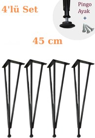 Resim Evnalia 45 Cm Metal Boru Ayak Kütük Masa Dresuar Kaşıklık Kitaplık Orta Sehpa Zigon Ayağı (4 ADET) 