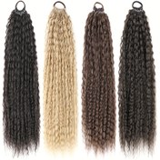 Resim Kadın Afro Dalgalı Ponytail Uzantısı - 50.8 cm Sentetik Kinky Sarmak Uzun Saç Parçası ile Bağ - Temel Stil, Tüm Kadınlar İçin Uygundur 