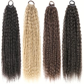 Resim Kadın Afro Dalgalı Ponytail Uzantısı - 50.8 cm Sentetik Kinky Sarmak Uzun Saç Parçası ile Bağ - Temel Stil, Tüm Kadınlar İçin Uygundur 