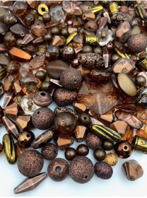 Resim Hedef Bijuteri Bileklik,kolye,anahtarlık,takı Yapımı Için Kahverengi Tonlarında Karışık Plastik Boncuk (250 Gram) 