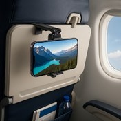 Resim Ayarlanabilir Katlanabilir Telefon Tutucu, Uçaklar, Trenler ve Masaüstü için Uygun - Uçuş Koltukları ve Seyahat için Dönebilen Kelepçe Tasarımı ile Dayanıklı ABS Malzemesi, Çeşitli Cihazlarla Uyumlu 