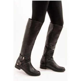 Resim Fox Shoes E726203409 Siyah Cilt Alçak Topuklu Kadın Çizme Siyah Cilt-suni Deri 