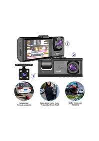 Resim Dv300 Yeni 3 Kameralı Araç İçi Kayıt Kamerası Trafik Recorder 2 İnç Ips Ekran Full Hd 1080p 