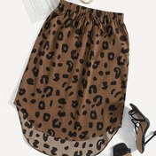 Resim Büyük Beden, Kadınlar için Şık Yukta-Aşağa Etekli Leopard Desen Maxi Elbise - Bel Bağcığıyla & A-Line Siluetleme, İlkbaharl/Yazlar ve Sonbahirlere Uygun Zemin Boyunca Akıcı Çoraplı Jumper 