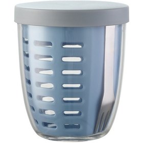 Resim Springsun 601-700ml Mavi Taşınabilir Salata Kasesi - 304 Çelik Çatal Ve Meyve Süzme Özelliği, Dışarıda Kullanıma Uygun 