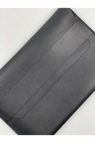 Resim MAT Deri Asus Zenbook Çanta 14X Oled Um5401 Uyumlu 14 Inç Siyah Hakiki Deri Slim Taşıma Kılıfı 