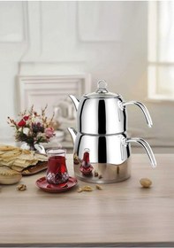 Resim Regno Çaydanlık Seti - 304 Paslanmaz Çelik Çaydanlık Takımı - 4.5+2.5 L Gümüş 