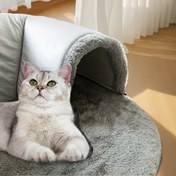 Resim 3in 1 Rahat Kedi Tünel Yatağı, Çok Yönlü Oyun Matı ve Küçükten Orta Boy Kediler, Tavşanlar İçin Kaymaz Tabanlı Rahat Yuva 