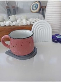 Resim Bohem Tarzda Bardak Altlığı GRİ-BEYAZ 10 * 10 cm 2 ADET fincan altlığı 