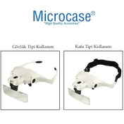 Resim Microcase 9892B1 - Al2350 Gözlük Tipi Işıklı Kafa Büyüteci 5 Farklı Lens 