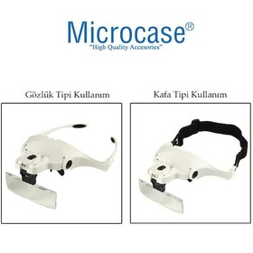 Resim Microcase 9892B1 - Al2350 Gözlük Tipi Işıklı Kafa Büyüteci 5 Farklı Lens 