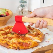 Resim Ahşap Saplı Balta Şeklinde Pizza Kesici, Pizza Dilimleyici, Hamur Aleti, Tek Tekerlekli Kek Kesici 
