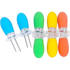 Resim Gajeena 4 Renkli Paslanmaz Çelik Bbq Mısır Tutucu Seti - Tpr Tutamaklı, Pratik Ve Dayanıklı 