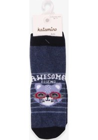 Resim Katamino Breeze Erkek Çocuk Soket Çorap Kedili Indigo (1-2-7-8 Yaş) 