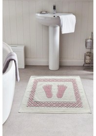 Resim Soffy Doğal Pamuklu Pembe & Krem Ayak Paspası Ayak Havlusu 50x70 krem 