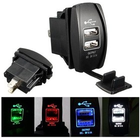 Resim Beyaz Cep Telefonu İçin 3.1a Çift Usb Bağlantı Noktası Şarj Aleti Priz 12v Led Su Geçirmez 