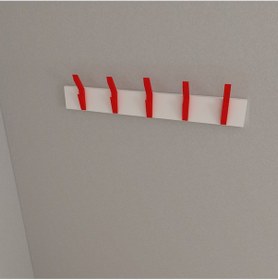 Resim Hepsi3boyutlu Modern Duvar & Kapı Kanca Askılık - 5 Adet Kırmızı Kanca Askılık - Model No : 3 Kırmızı 