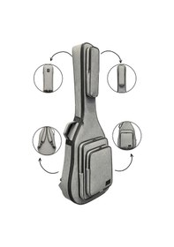 Resim Keten Gri Klasik Gitar Çantası Su Geçirmez Pedli Sap Sabitleyici Cırtlı Gigbag 