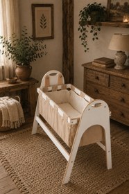 Resim BABYSWING Sallanır Anne Yanı Beşik | 0-1 Yaş | %100 BEYAZ MDF 