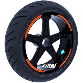 Resim Double Stripe Tasarımlı Alev Turuncusu Jant Şeridi Sticker Çınar Extreme 
