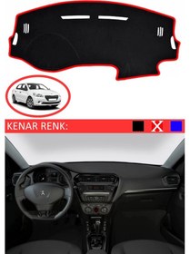 Resim Torpido Koruma Halısı Siyah Kenar Renk Kırmızı Peugeot 301 2012-2020 İle Uyumlu 