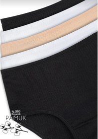 Resim Qulothes Kadın Fitilli Ribana Pamuklu Külot / Kaşkorse Pamuklu Külot 5'li Paket Çok Renkli 