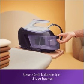 Resim Philips Lila Tonlu Ultra Kompakt Buhar Kazanlı Ütü, 6,5 Bar Basınç, 500 G Şok Buhar, 1,8 L Su Haznesi, Pratik Kullanım ve Güçlü Kırışıklık Açma Performansı Yoğun Ütü Temposunda Zamandan Tasarruf Isteyen 