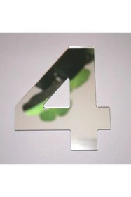 Resim zafrakreklam Daire Numarası 1 mm Gümüş Ayna Pleksi Yapışkanlı Ölçü 9X4 Cm No- 4 DÖRT 