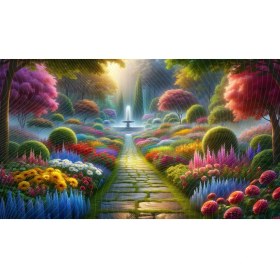 Resim Venspor Cennet Bahçesi Temalı 200 x 150 cm Arkaplan Duvar Örtüsü Renkli Çiçeklerle Bezenmiş Modern Sanat Stili 