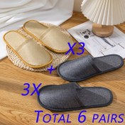 Resim 6 Paket Tek Kullanımlık Terlik, İnce Keten Kumaştan Yapılmıştır (3 Siyah ve 3 Sarı) 