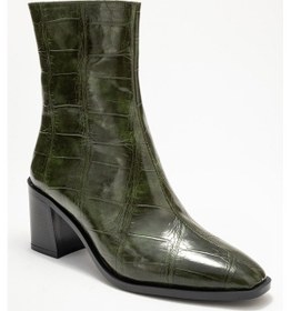 Resim Luvi Shoes Chara Yeşil Baskı Kadın Kalın Topuklu Bot Yeşil 