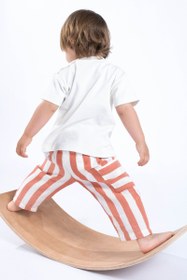 Resim Organik Pamuk Müslin Bebek Pantolonu Turuncu Çizgili - Turuncu / 1-2 Yaş 