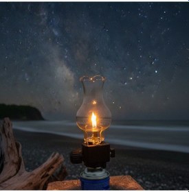 Resim Taşınabilir Cam Fanuslu Gazlı Kamp Lambası - Kamp, Piknik, Balıkçılık İçin Aydınlatma Gaz Yoktur Siyah 