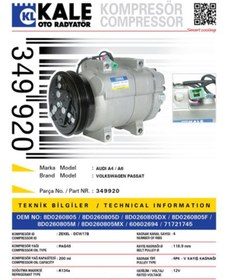 Resim KALE Vag Klima Kompresoru Passat 97>00 A4 95>01 A6 98>01 - 349920 
