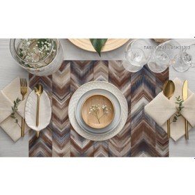 Resim Adawall Kahverengi Geometrik Kumaş Amerikan Servis 4'lü Set Kahverengi 