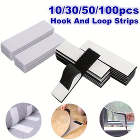 Resim 10/30/50/100 adet Ağır Hizmet Tipi Kendinden Yapışkanlı Kanca ve Halka Şeritleri - Çift Taraflı, Siyah & Beyaz Naylon Kilitli Bant, Ev, Ofis, Araba Montajı için Kolay Uygulanır - Delik veya Vida Gerektirmez, Dikişsiz Yapışkanlı Kanca 