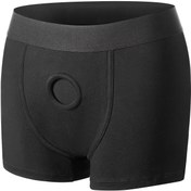 Resim 1'li Paket Silikon O-Halkalı ve Mermi Cebi Siyah Strap-on Boxer - Orta Esneklikte Nefes Alabilen Erkek İç Çamaşırı, Makinede Yıkanabilir Oyuncak Dostu Tasarım, Rahat Giyim, Yumuşak İç Giysi 